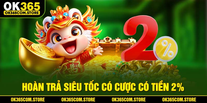 Hoàn trả siêu tốc có cược có tiền 2%